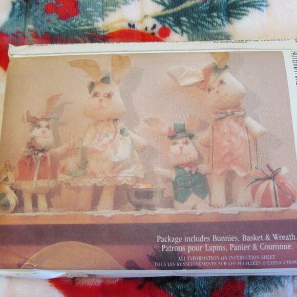 Vtg 1990s Butterick Sewing Craft Pattern 5348 Bunnies, Basket & Wreath UNCUT - Picture 2 of 12